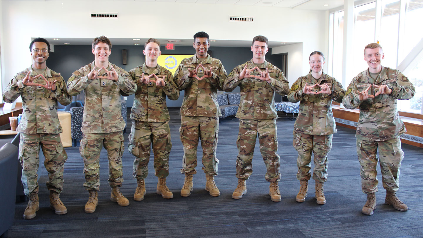 U.S. Air Force ROTC cadets from The University of Alabama in Huntsville From left, they are Dorian Cole, Jacob Padgett, David Hays, Quan Davis, Gabriel Rice, Madison Bipes and William Harper.