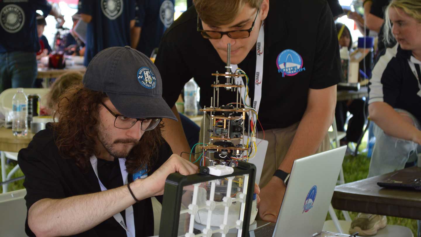 UAH students prepare CanSat payload for launch during 2025 International CanSat competition held in Monterey and Staunton, Va.