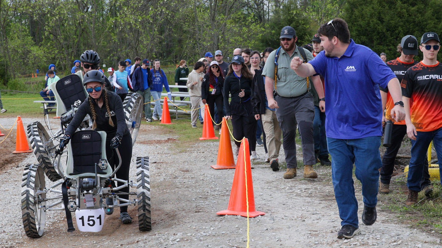 Engineering students from The University of Alabama Huntsville suffered a failure of the support system for the left rear wheel during their competition while competing in the NASA Human Exploration Rover Challenge