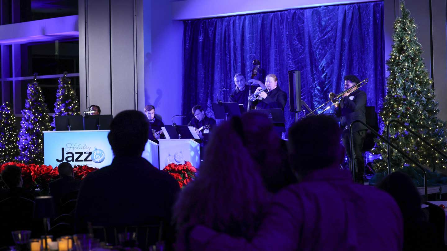 Guests enjoy the sweet sounds of Holiday Jazz at The University of Alabama in Huntsville.