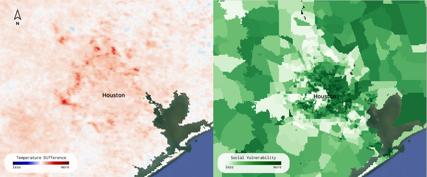 Land cover maps from 2001 and 2019 in the Houston Metropolitan Area