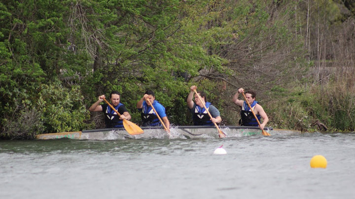 UAH engineering students racing a concrete canoe on the Bayou St. John in the 37th annual American Society of Civil Engineers