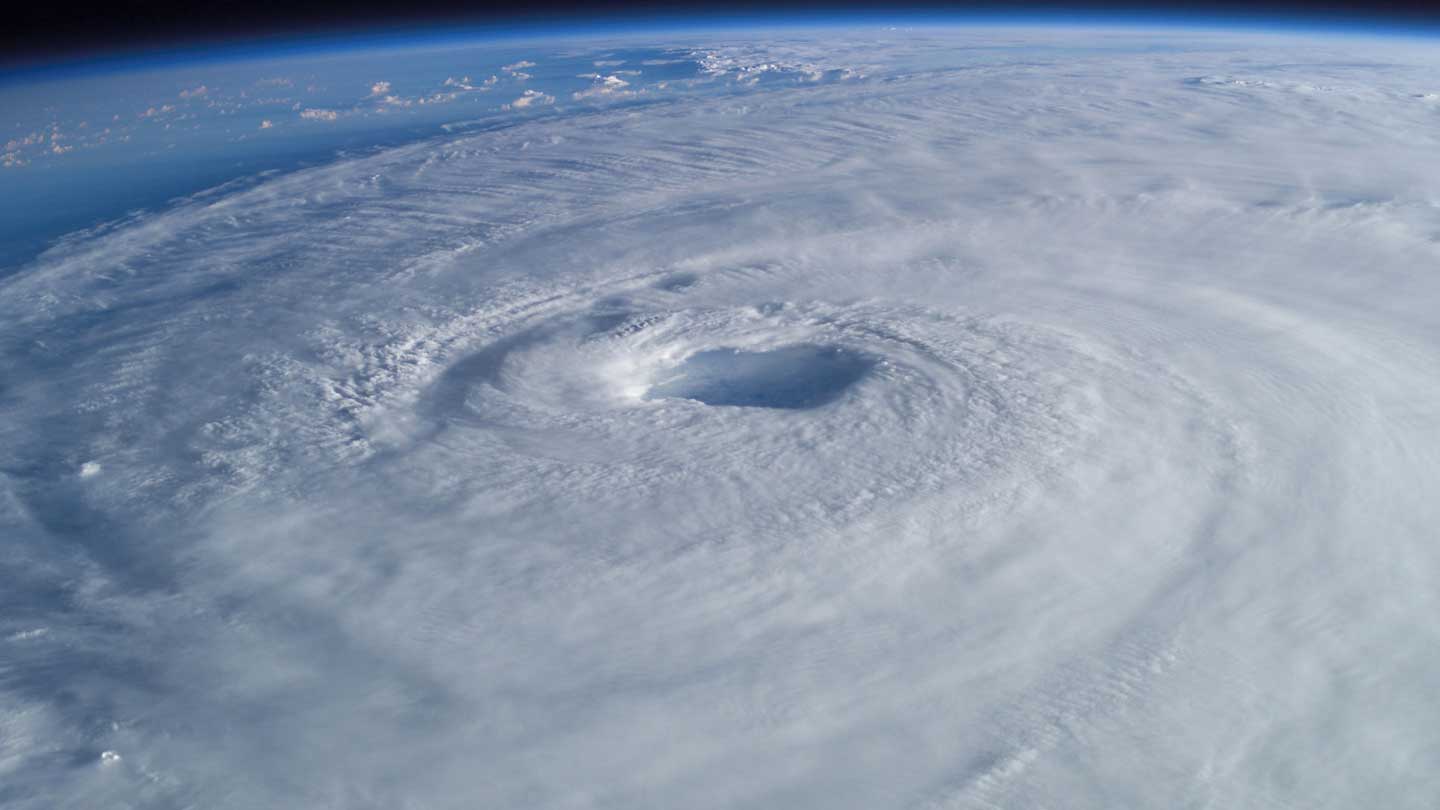 Viewed from the International Space Station, Hurricane Isabel made landfall on Sept. 18, 2003, in eastern North Carolina, near Drum Inlet, along the Outer Banks. The storm was a Category 2 hurricane at the time of landfall.