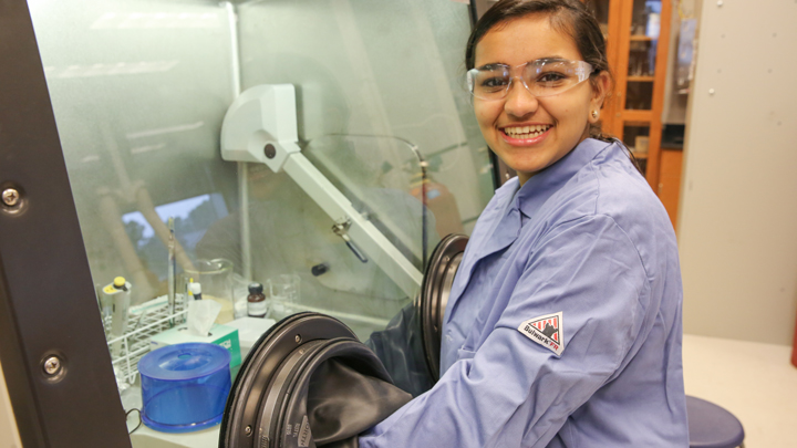 Student working in clean room