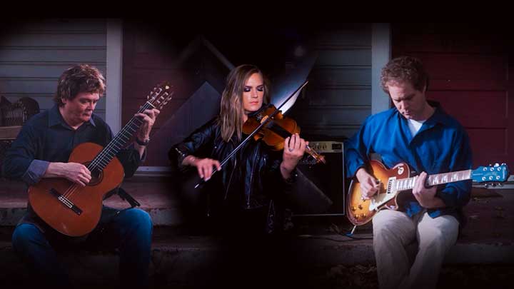 The Rule of Thirds – from left, Phil Weaver, classical guitar; Joanna Moger, violin, and Gabe Larose, acoustic and electric guitar and vocals – wraps up the Constellation Concert Series