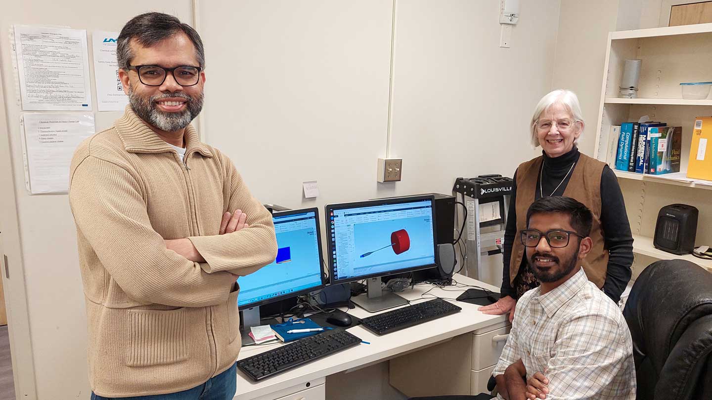 Professors Sarma Rani and Judith Schneider, from the Department of Mechanical and Aerospace Engineering (MAE), and Aditya Iyer, a graduate student of Aerospace Engineering.