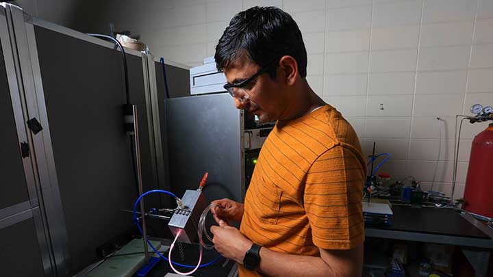 Bhagirath Ghimire conducts plasma research