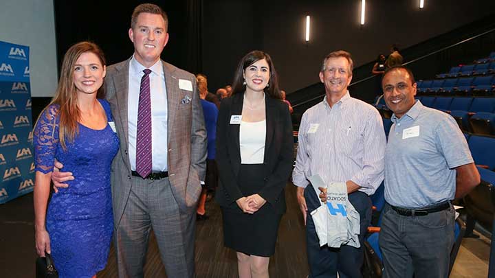 Group image of VIjay Patel, Krista Staley, David Staley, Matanlie Trent, and David Kingsbury at the 2018 Alumni Association Annual.