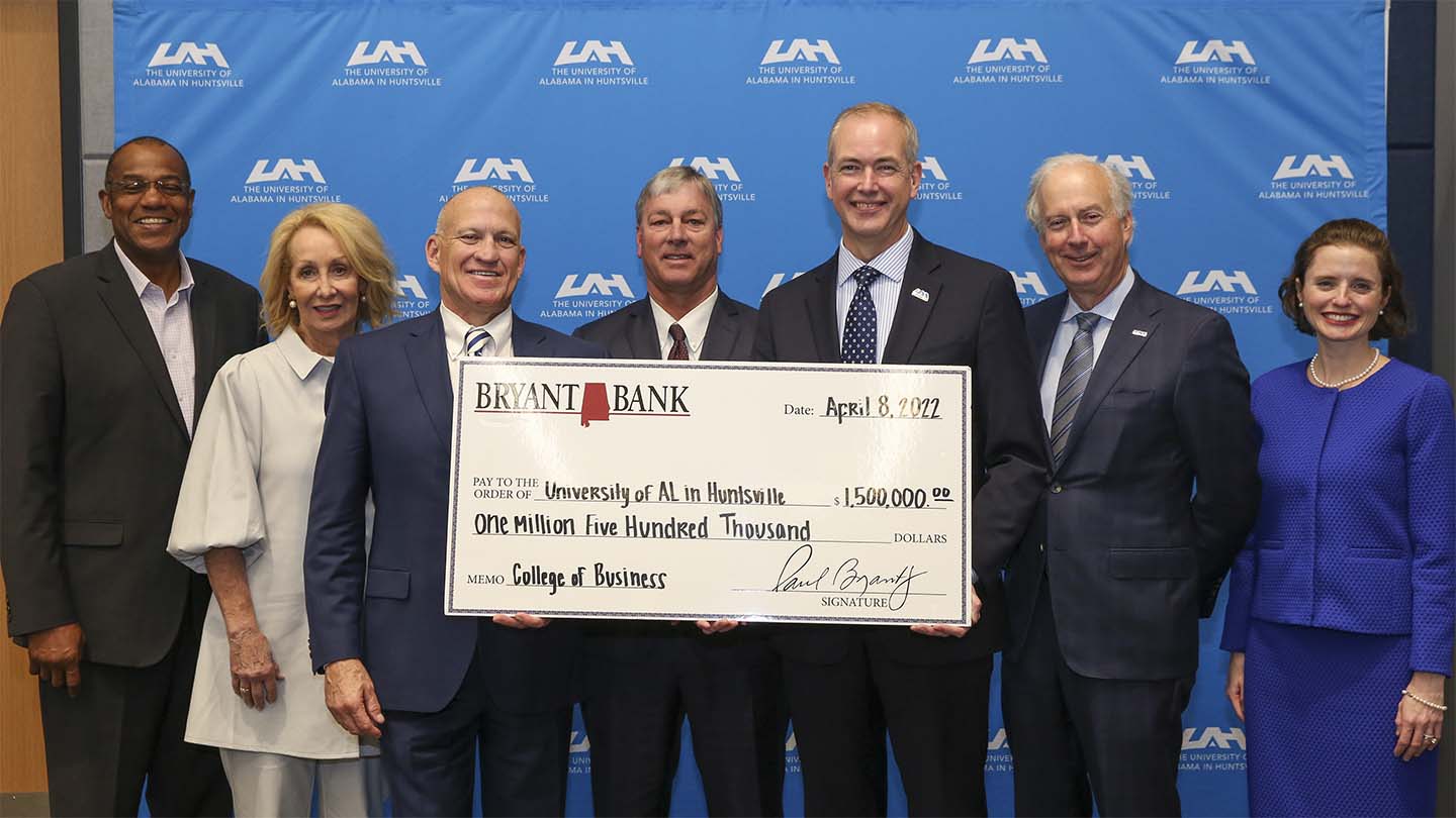 group photo of UAH and Bryant Bank leadership