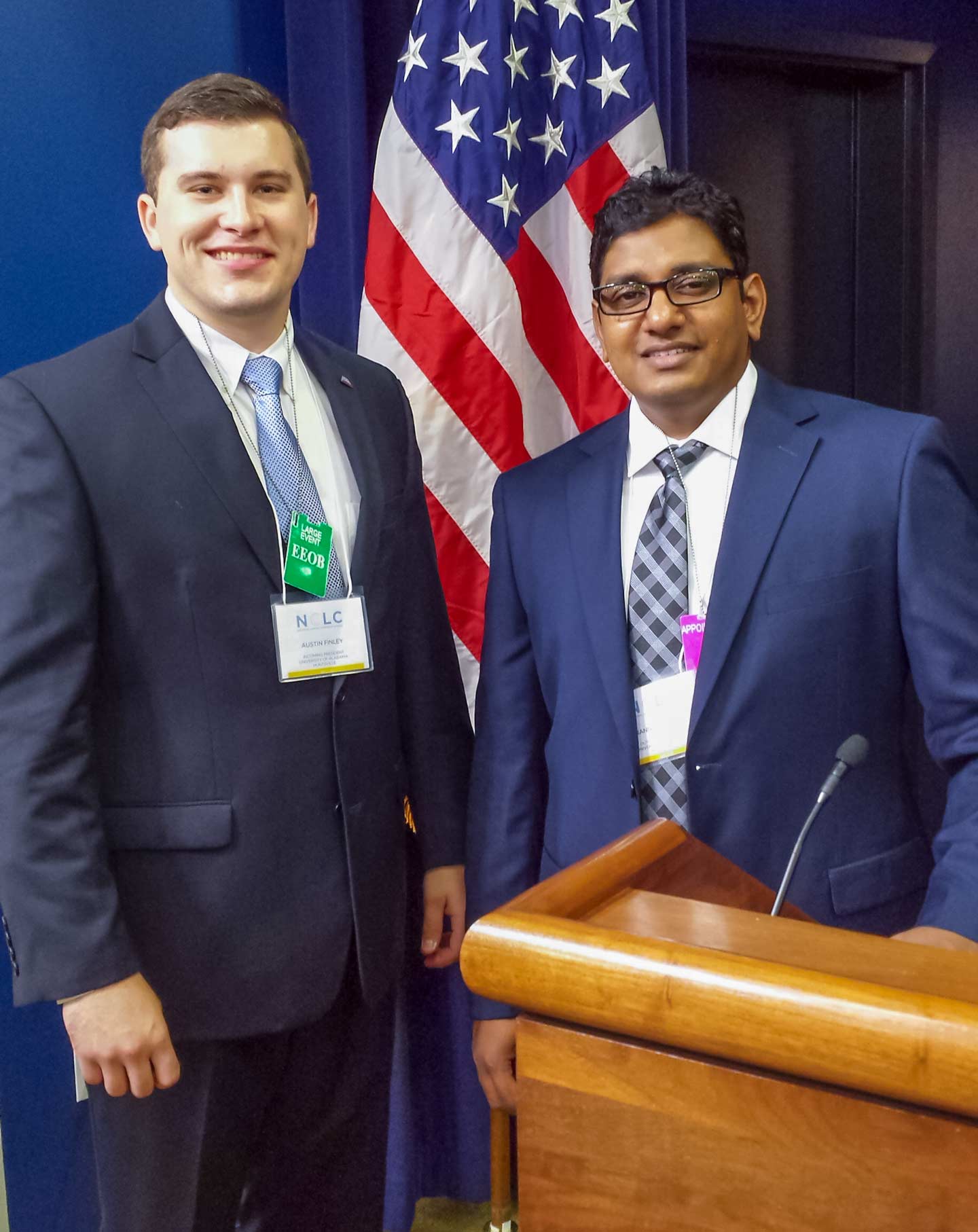 Austin Finley and outgoing president Nandish Dayal