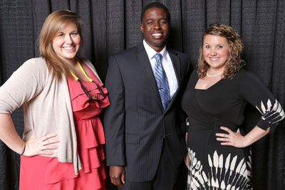 Left to right, Jessica Head, Resident Director of North Campus Residence Hall; Frank March, Resident Director of Central Campus Residence Hall; and Kacey Schaum, 
    Assistant Director for Student Life.
    