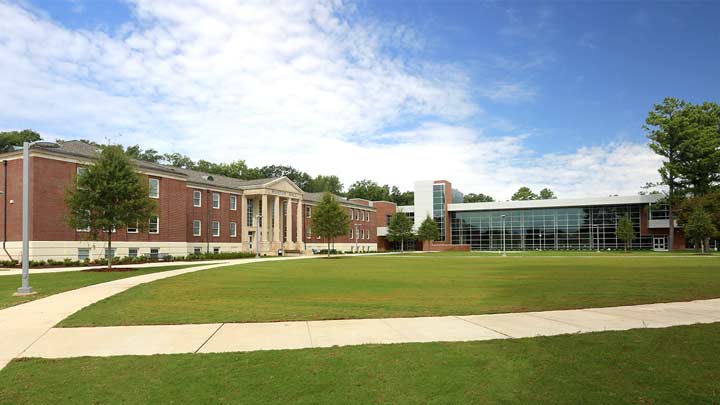 View of Morton Hall Renovations & new extension from across the quad. ?>