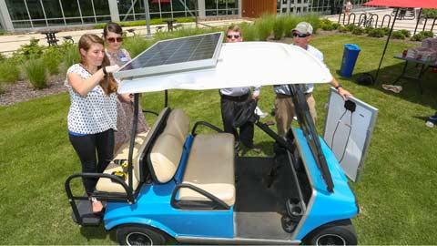 UAH AEE Student Chapter installs solar panels to golf cart