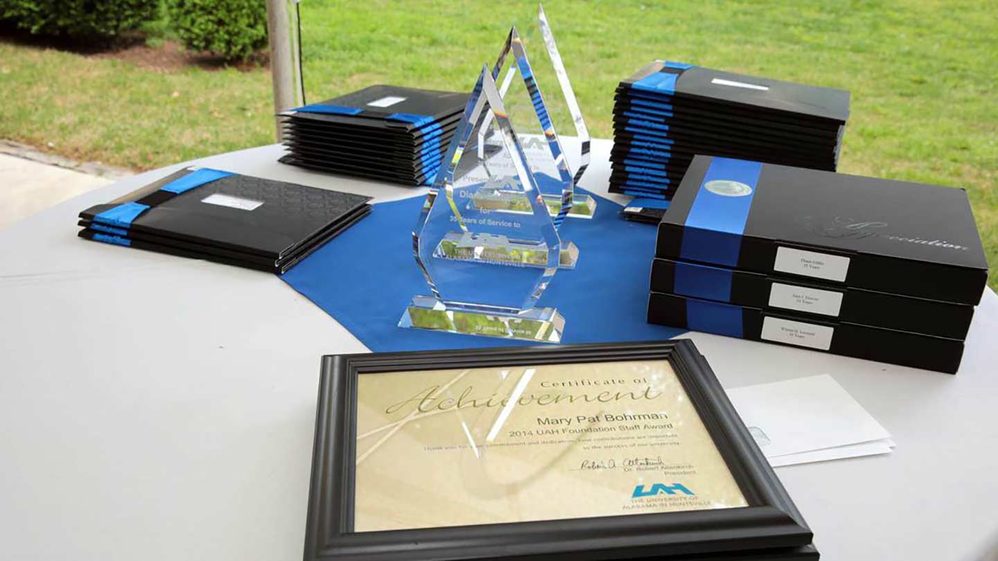 Image of the UAH awards for Employee Service Recognition