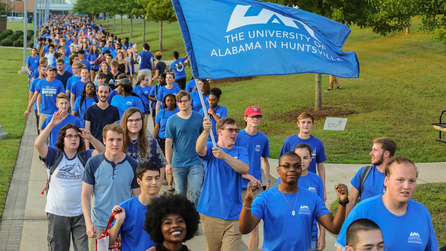 UAH students marching in line