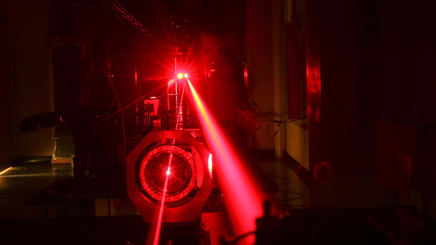 laser beam shown during research at uah