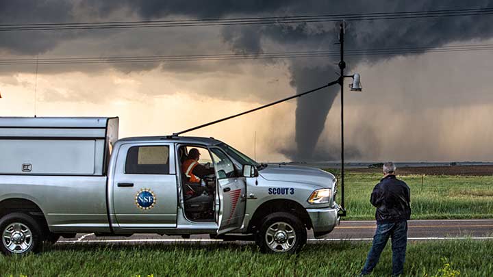The FARM team collecting data in a tornado.