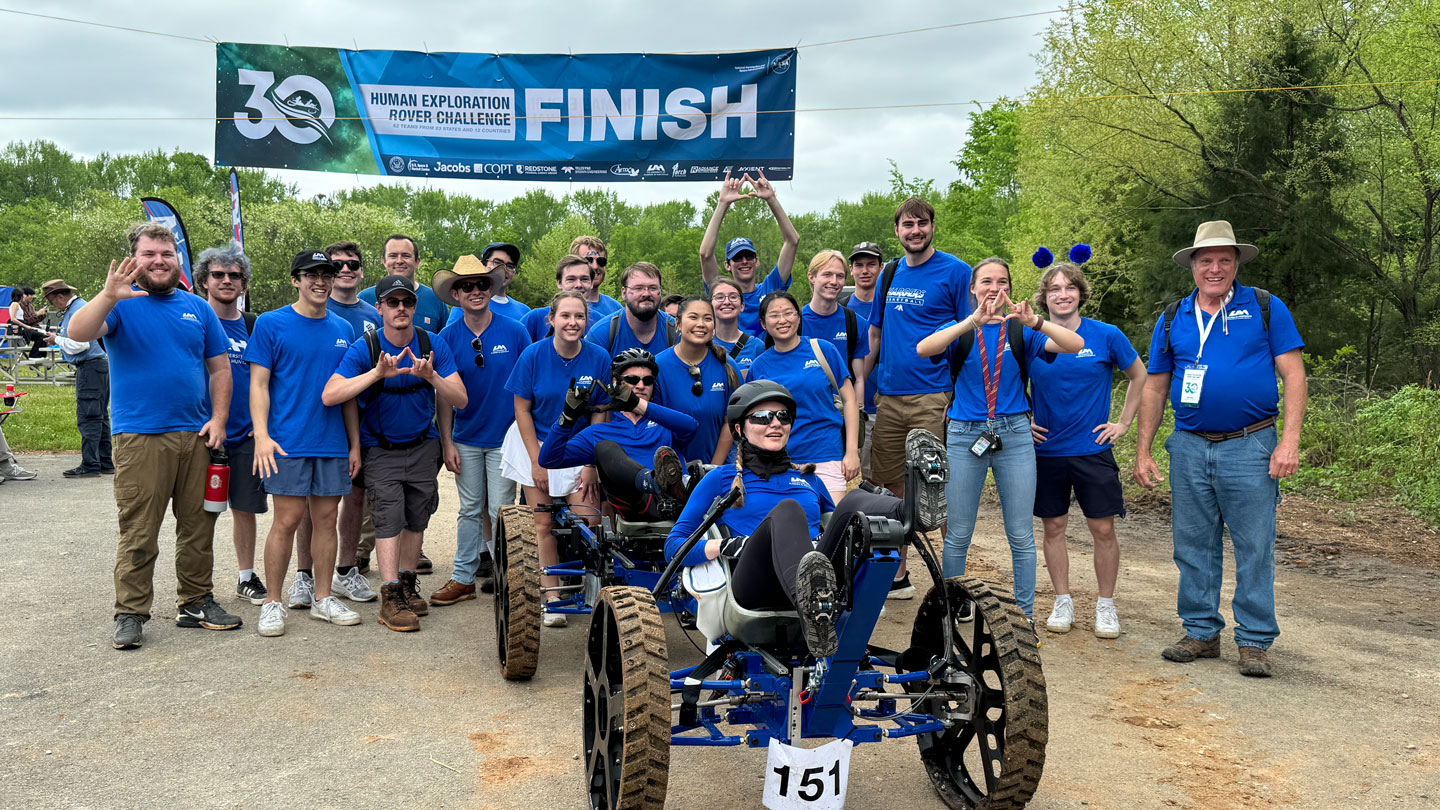 Students from The University of Alabama at the finish line