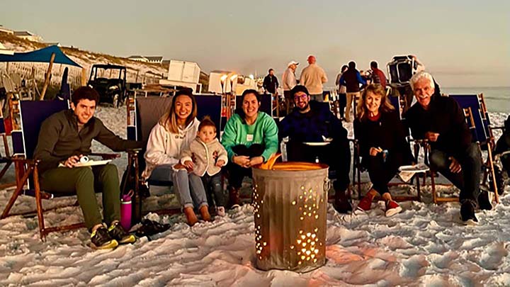 Pelham family group photo on a beach
