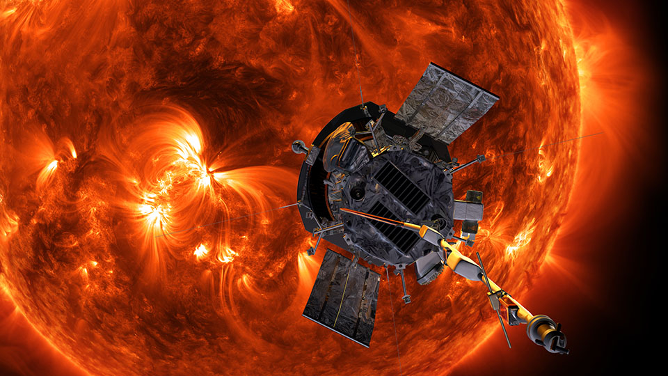 photo depiction of SWEAP instrument in solar wind