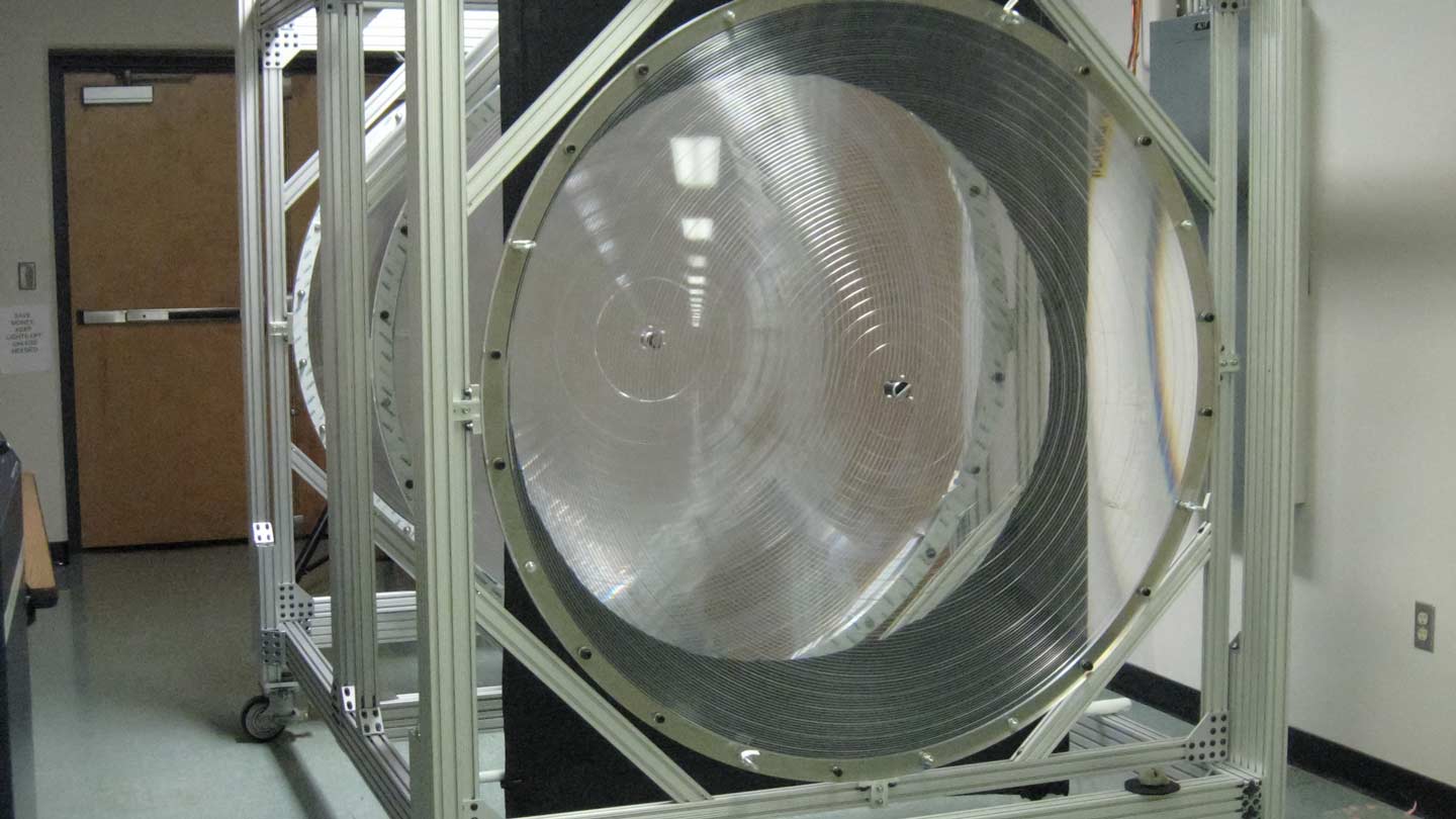 A 1.5-meter-diameter subscale prototype optic, produced in Japan by Riken