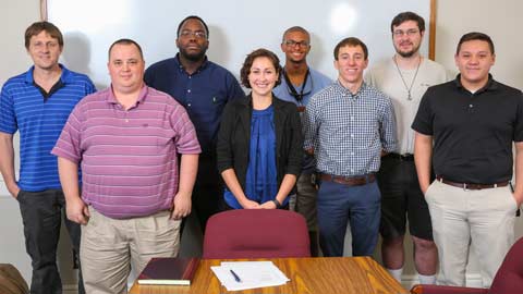 UAH Scholarship for Service Cyber Corps awardees, from left: Back –Josh Jones, Joseph Drummond, Isaac Daniel and Nick Christensen. Front – Jimmy Robertson, Hope M. Walker, Todd Hastings and Andrew Hendrix.