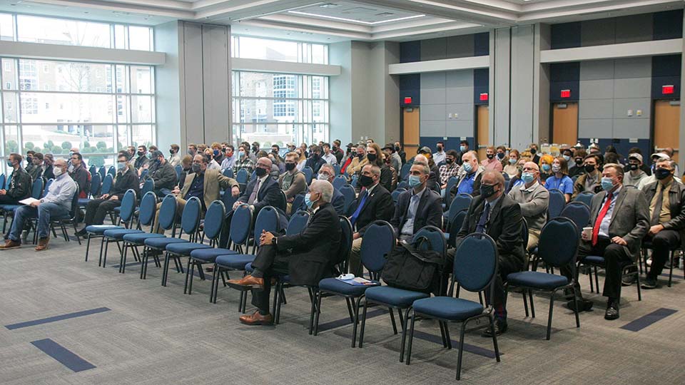 Robert Stewart, retired Brigadier General and NASA Astronaut, speaking at UAH College of Engineering