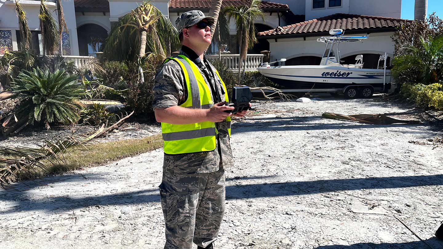 Casey Calamaio with a drone control in his hands