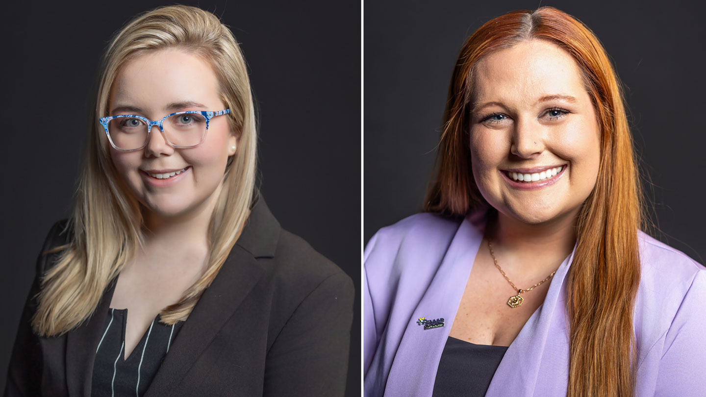 Shela Joyce, left, an alumna of The University of Alabama in Huntsville (UAH), and Rachel Carter Snoddy, a UAH student.