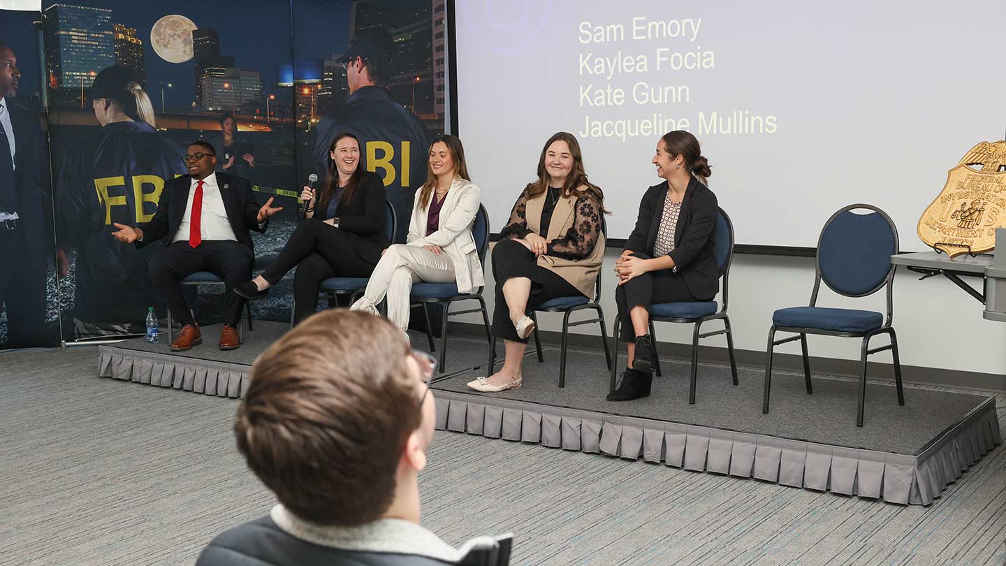 FBI Panel discussion with student audience.