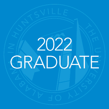 UAH seal on a blue background with text that reads 2021 graduate
