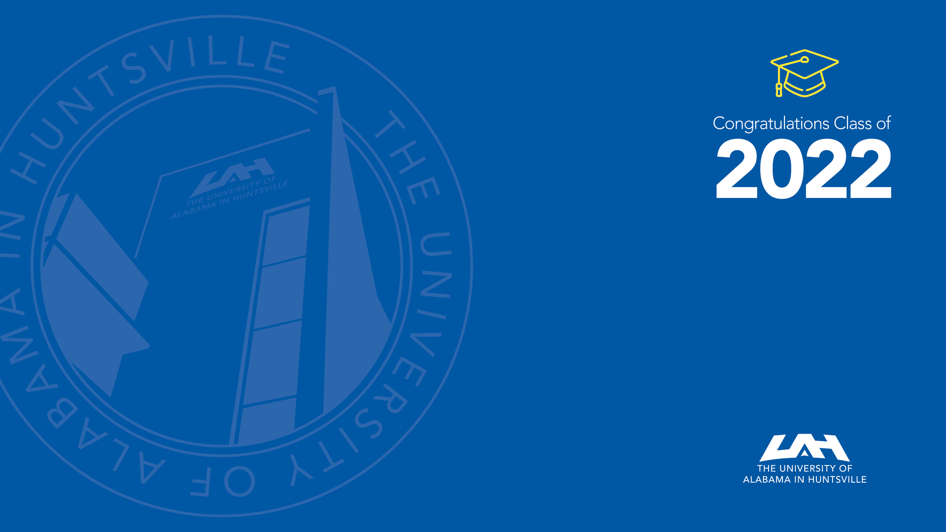 uah zoom background with university seal text says congratulations class of 2021 