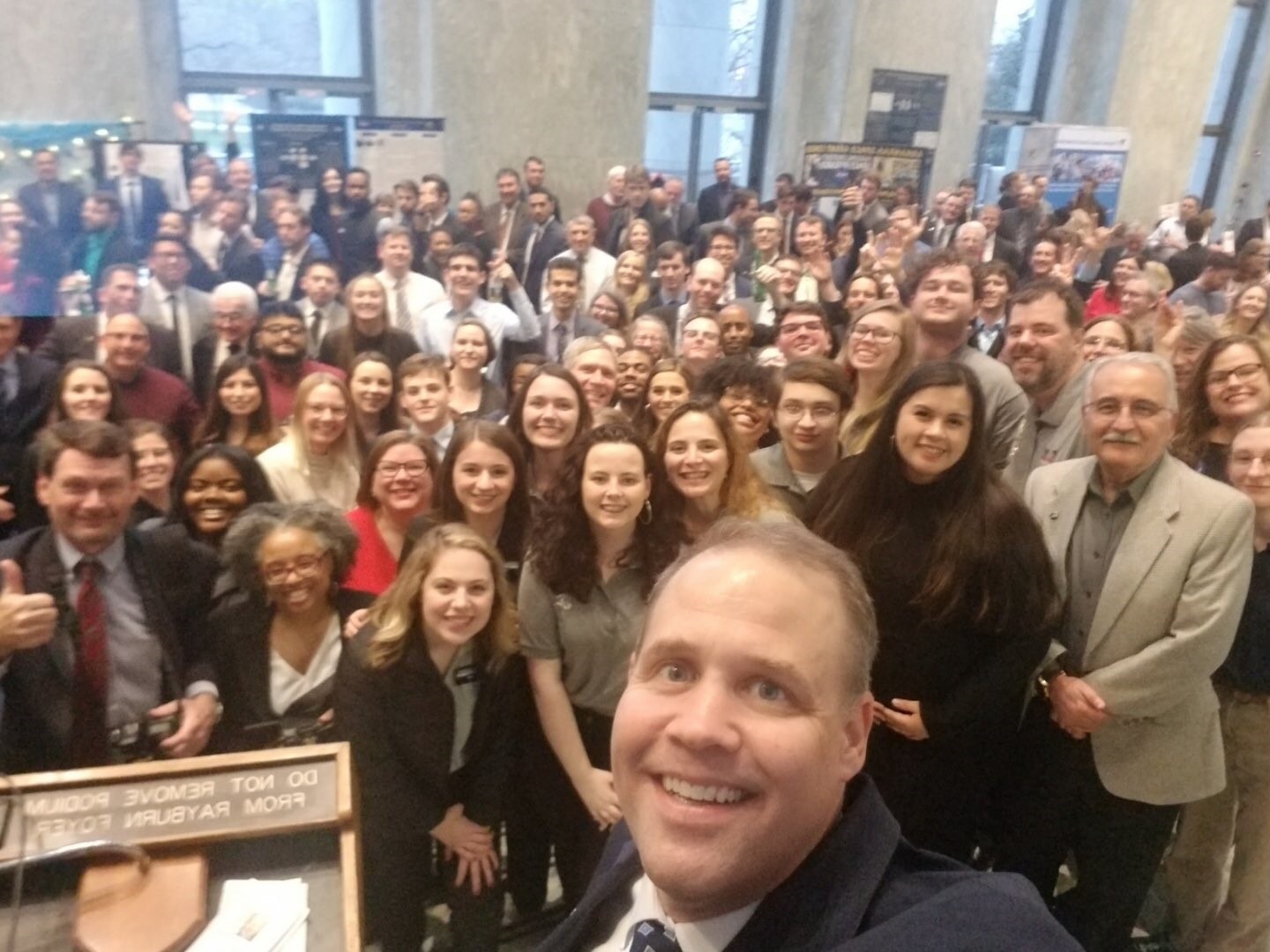 NASA Administrator, Jim Bridenstine, with Space Grant students and consortium members at the 30th anniversary celebration.