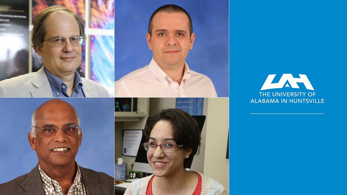 UAH co-authors of the Nature paper are, clockwise from top left, Dr. Peter Veres; Dr. Michael Briggs, Dr. Narayana Bhat and Rachel Hamburg.