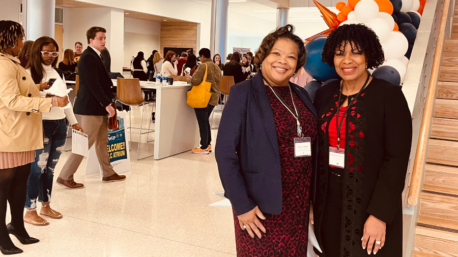 Ms Veronica Belser and Dr. Sheila Nash-Stevenson during the CUWiP poster session