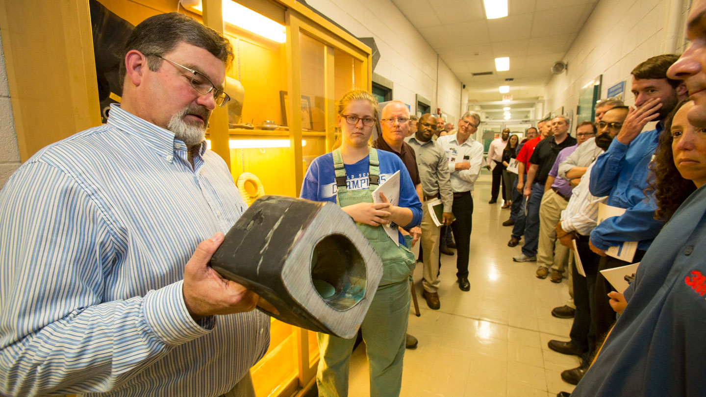 Visitors attending and RFAL lab tour at UAH