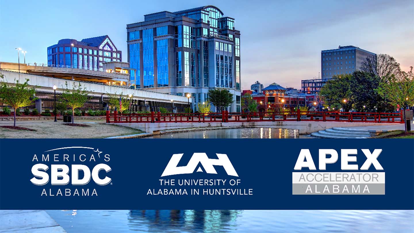 sbdc and apex logos on city background