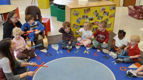 kids playing in classroom